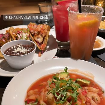 Cha Cha's Latin Kitchen - We ordered the Shrimp Ceviche with a  3 Tacos combo and two margaritas. Everything was delicious! - Bars Near Me - Brea, California