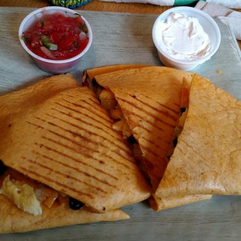 Cafe Strudel - This was the quesadilla with shrimp. It wasn't that bad, I would definitely try it again. - New American Near Me - West Columbia, South Carolina