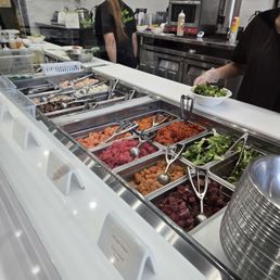 Spread of protein and toppings Spread of protein and toppings