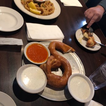 Sidewinders - Calamari on top. Buffalo chicken pizza style pretzel on the bottom. - New American Near Me - Jackson, Wyoming Sidewinders - Calamari on top. Buffalo chicken pizza style pretzel on the bottom. - New American Near Me - Jackson, Wyoming