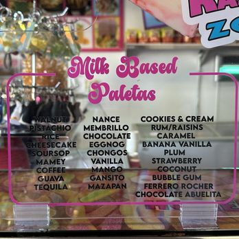 Raspados Zone - paleta menu - Shaved Ice Near Me - La Puente, California