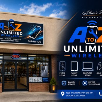 A To Z Unlimited Wireless - Visit our LaPlace location for expert phone, tablet, computer, and game console repairs. Trusted local service since 2012. - IT Services & Computer Repair Near Me - LaPlace, Louisiana A To Z Unlimited Wireless - Visit our LaPlace location for expert phone, tablet, computer, and game console repairs. Trusted local service since 2012. - IT Services & Computer Repair Near Me - LaPlace, Louisiana