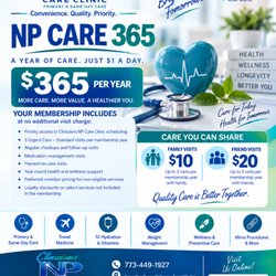 Clinicians NP Care Clinic - NP Care 365..
Imagine Healthcare for $1 per day....