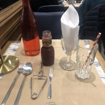 La Jacobine - strawberry juice...see my escargot clamp & fork? - Tea Rooms Near Me - Paris, 75