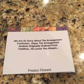 Preston Flowers & Gifts - Nice apology! - Florists Near Me - Cary, North Carolina Preston Flowers & Gifts - Nice apology! - Florists Near Me - Cary, North Carolina