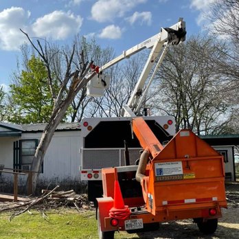 Adam's Tree Service - a man on a cherry picker - Tree Services Near Me - Cleburne, Texas