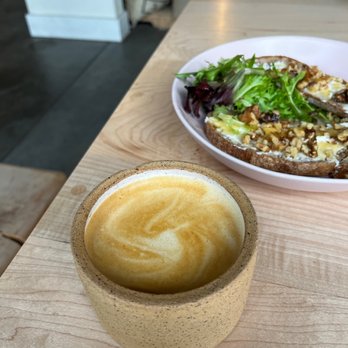 Klvn Coffee Lab - Oat milk latte and marscapone toast - Coffee & Tea Near Me - Pittsburg, Pennsylvania Klvn Coffee Lab - Oat milk latte and marscapone toast - Coffee & Tea Near Me - Pittsburg, Pennsylvania