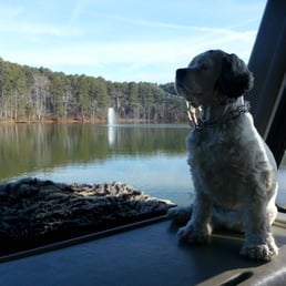 View out the front window of our rig. Lake with fountain was gorgeous.