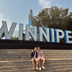 The Forks Market - Giant 'Winnipeg' sign outside of The Forks Market