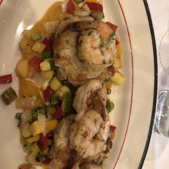 Bond 45 - Maryland Crab Cakes with jumbo shrimp over a vegetable medley - Italian Near Me - Oxon Hill, Maryland Bond 45 - Maryland Crab Cakes with jumbo shrimp over a vegetable medley - Italian Near Me - Oxon Hill, Maryland