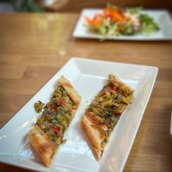 IGA Lounge - Pide- never had it until today. Like a flatbread but with a lot of different local Turkish fillings