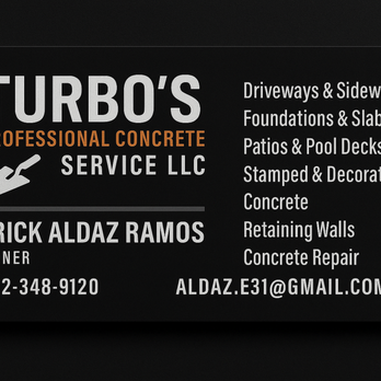 Turbo’s Professional Concrete Service - Turbo's Concrete service! - Masonry/Concrete Near Me - Phoenix, Arizona Turbo’s Professional Concrete Service - Turbo's Concrete service! - Masonry/Concrete Near Me - Phoenix, Arizona