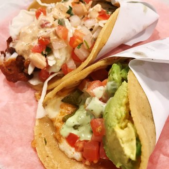 The Taco Stand - Fish taco (top) and Cactus taco (bottom) - Mexican Near Me - Miami, Florida