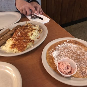 Millbrae Pancake House - Sausage & Eggs without eggs substituted with extra hash browns. Dutch pancake and lingonberry butter on the side - American Near Me - Millbrae, California Millbrae Pancake House - Sausage & Eggs without eggs substituted with extra hash browns. Dutch pancake and lingonberry butter on the side - American Near Me - Millbrae, California