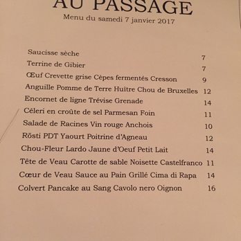 Au Passage - Menu - Modern European Near Me - Paris, 75