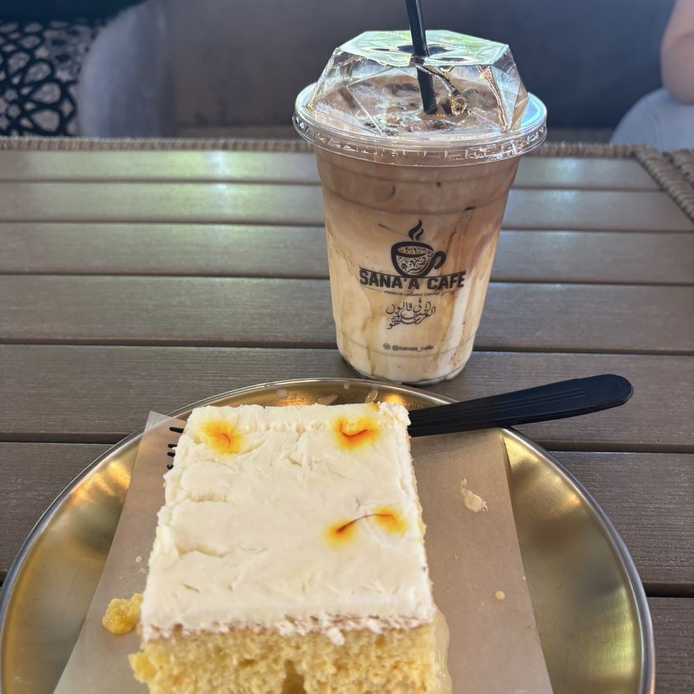 Sana'a Cafe - Saffron milk cake Yemeni latte iced - Coffee & Tea Near Me - Sacramento, California Sana'a Cafe - Saffron milk cake Yemeni latte iced - Coffee & Tea Near Me - Sacramento, California