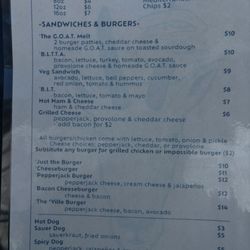 The Mountain Goat - The menu