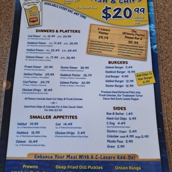 C-Lovers Fish & Chips - Dine in menu July 2025 - Fish & Chips Near Me - West Vancouver, British Columbia