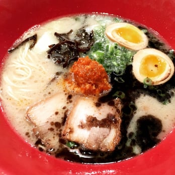 IPPUDO NY - Akamaru modern with a soft boiled egg - Ramen Near Me - New York, New York IPPUDO NY - Akamaru modern with a soft boiled egg - Ramen Near Me - New York, New York