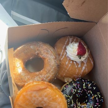 Lovebirds Donuts - Blueberry, glazed, chocolate dipped and a strawberry shortcake donut - Donuts Near Me - Kittery, Maine Lovebirds Donuts - Blueberry, glazed, chocolate dipped and a strawberry shortcake donut - Donuts Near Me - Kittery, Maine