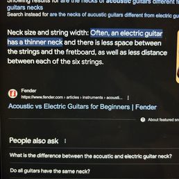 Fender explaining that electric guitars IN FACT have thinner necks than acoustics do