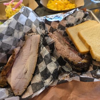 Nueces Brewing - 2 meat and 2 sides (brisket and turkey) and potato salad with mac and cheese $22 - Breweries Near Me - Corpus Christi, Texas