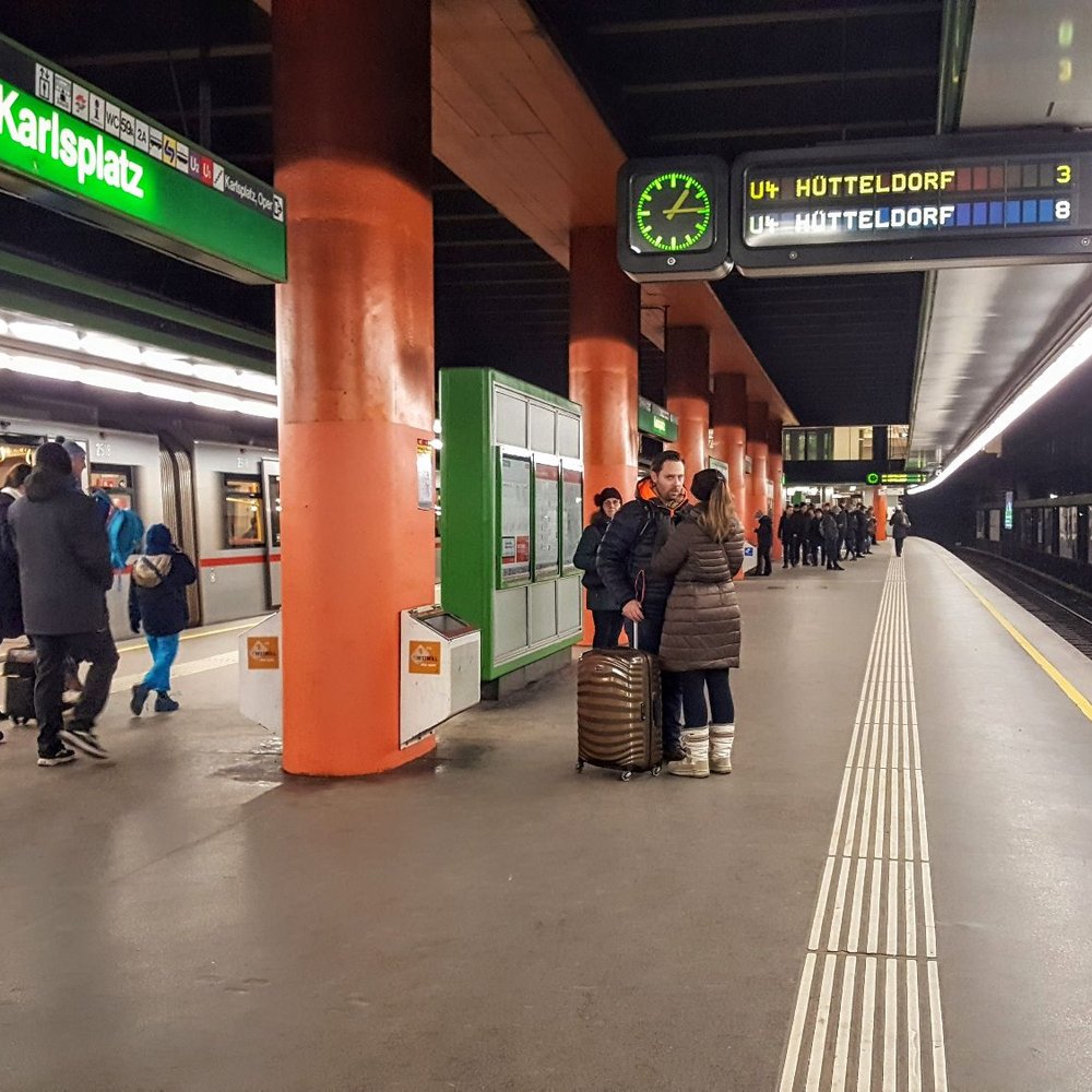 Badner Bahn - Karlsplatz - Platform at Karlsplatz U-Bahn Station - Train Stations Near Me - Vienna, 9
