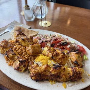 Oliver Pepper - Chicken Breast Kebab Plate - Mediterranean Near Me - Woodland Hills, California Oliver Pepper - Chicken Breast Kebab Plate - Mediterranean Near Me - Woodland Hills, California