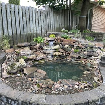 YouRang Handyman Services - Back yard goldfish/koi pond with 3 waterfalls. - Handyman Near Me YouRang Handyman Services - Back yard goldfish/koi pond with 3 waterfalls. - Handyman Near Me