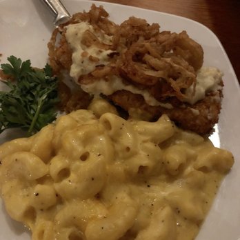 Red Door - My husband's chicken fried pork tenderloin with a side of RD macaroni and Rd Mac N Cheese - New American Near Me - Little Rock, Arkansas