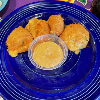 The Flying Biscuit Cafe - Pimento cheese fritters were good but the spicy aioli had a strange taste. - New American Near Me - Gainesville, Florida The Flying Biscuit Cafe - Pimento cheese fritters were good but the spicy aioli had a strange taste. - New American Near Me - Gainesville, Florida