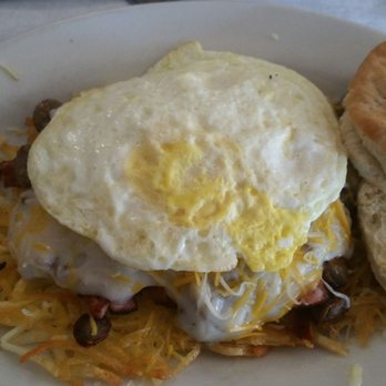 C's Waffles - Southern Mess with eggs over hard. - Breakfast & Brunch Near Me - New Smyrna Beach, Florida C's Waffles - Southern Mess with eggs over hard. - Breakfast & Brunch Near Me - New Smyrna Beach, Florida