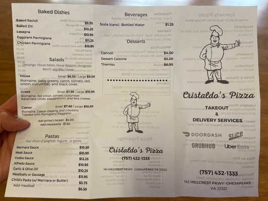 Menu photo 1 Cristaldo's Pizza Chesapeake, VA Menu photo 1 Cristaldo's Pizza Chesapeake, VA