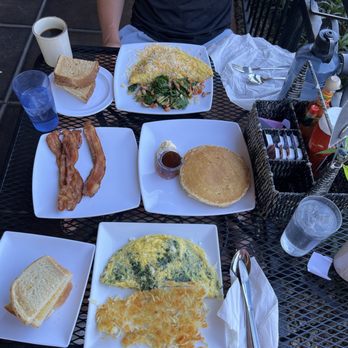 Wildberries - Aunt Sara's Omelette, Meat Lovers Omelette, bacon side, sourdough and wheat toast, hash-browns and a short stack of pancakes. - Breakfast & Brunch Near Me - Mesa, Arizona Wildberries - Aunt Sara's Omelette, Meat Lovers Omelette, bacon side, sourdough and wheat toast, hash-browns and a short stack of pancakes. - Breakfast & Brunch Near Me - Mesa, Arizona