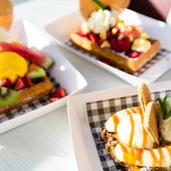 Crunchy's All-Day-Desserts Cafe & Double Decker Bus - On Crunchy's Summer Menu: Club Tropicana, The Golddigger and The Flying Dutchman.