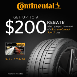 Eldons Automotive Repair - Get up to $200 rebate on 4 Continental ExtremeContact Sport 02 tires. Limited-time offer--upgrade performance and save big today!