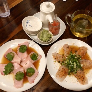 Buddha Lounge - Yellowtail Jalapeno & Spicy Fluke hot green tea - Sushi Bars Near Me - Lexington, Kentucky