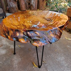Elmhurst Woodworking - Redwood round side table