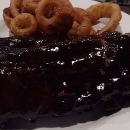 Bbq ribs and onion rings Bbq ribs and onion rings