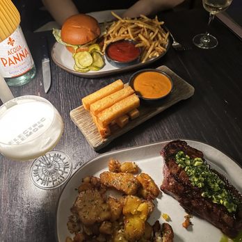 Electric Lemon - Sirloin, Polenta fries, Electric Lemon Cheeseburger, Electric lemon martini, and grande sour - New American Near Me - New York, New York Electric Lemon - Sirloin, Polenta fries, Electric Lemon Cheeseburger, Electric lemon martini, and grande sour - New American Near Me - New York, New York