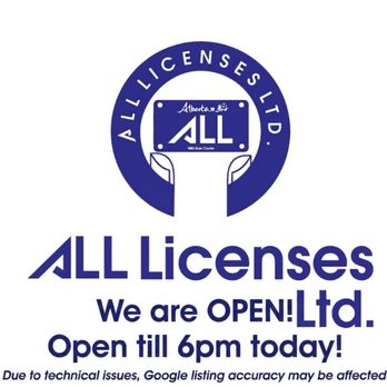 All Licenses - April 29, 2026 - Google is confused... we are OPEN!
Mon-Fri 9am - 6pm
Sat 10am - 5pm
Sun 12pm - 4pm - Departments of Motor Vehicles Near Me - Edmonton, Alberta All Licenses - April 29, 2026 - Google is confused... we are OPEN!
Mon-Fri 9am - 6pm
Sat 10am - 5pm
Sun 12pm - 4pm - Departments of Motor Vehicles Near Me - Edmonton, Alberta