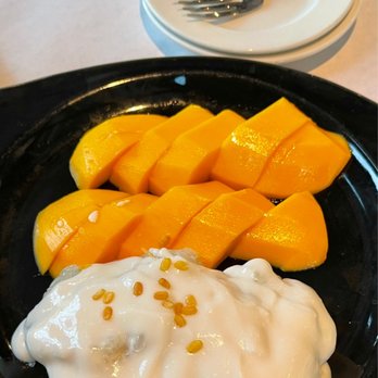 Saladang - Mango with sticky rice!! Sooo delish!! - Thai Near Me - Pasadena, California Saladang - Mango with sticky rice!! Sooo delish!! - Thai Near Me - Pasadena, California