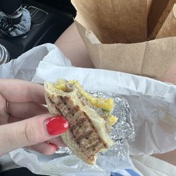 Egg, turkey sausage, pesto, munster cheese