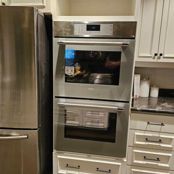 Kaufman Specialties - Kitchenaid Built in Double Oven Installation.  Previous oven was single, removed microwave and installed new oven with custom shelf above. - Handyman Near Me