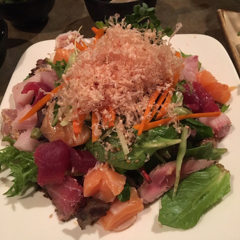 Sushi Lounge - Poway - Sashimi salad. Look at all the sashimi!! - Sushi Bars Near Me - Poway, California