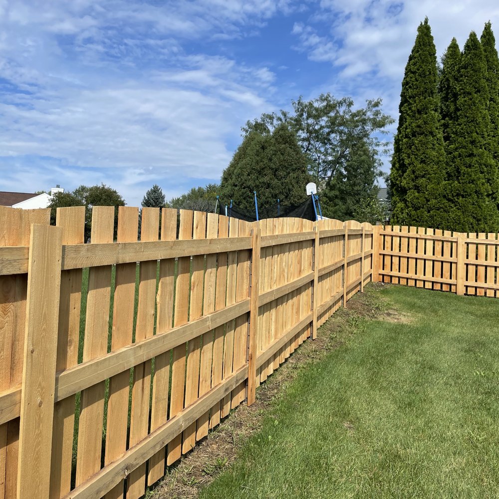 Woodmaster Fence - New WoodMaster wood picket fence with galvanized steel posts. - Fences & Gates Near Me - McHenry, Illinois Woodmaster Fence - New WoodMaster wood picket fence with galvanized steel posts. - Fences & Gates Near Me - McHenry, Illinois
