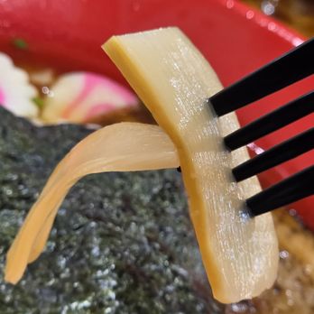 Noodle Factory - Close-up of a fork holding a couple of Bamboo Shoots from the appetizer menu. - Ramen Near Me - Roanoke, Virginia Noodle Factory - Close-up of a fork holding a couple of Bamboo Shoots from the appetizer menu. - Ramen Near Me - Roanoke, Virginia