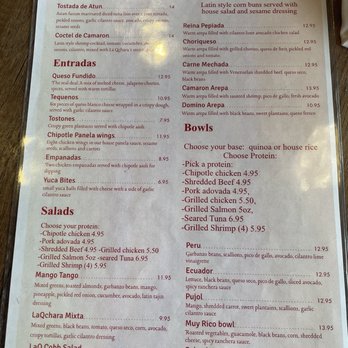 La Qchara - Front side of the menu - Latin American Near Me - Beverly, Massachusetts
