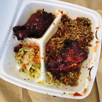 Elaine's Kitchen - Pic of what's left of my (Medium Jerk Chicken) - Caribbean Near Me - Dallas, Texas