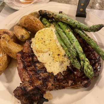 Cavalier Coastal Kitchen - Ribeye Steak (1 lb) perfectly cooked and the chipotle butter is perfect for the steak - American Near Me - San Simeon, California Cavalier Coastal Kitchen - Ribeye Steak (1 lb) perfectly cooked and the chipotle butter is perfect for the steak - American Near Me - San Simeon, California